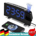 LED FM Radiowecker mit Projektion Digital Funkuhr Dimmbar Tischuhr Alarm USB DE