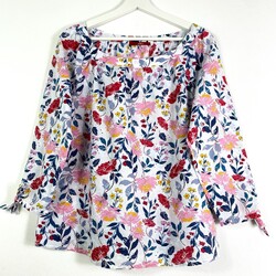 s.Oliver Bluse Damen Hemdbluse Gr.36 Gemustert Blumen Langarm Runder Ausschnitt