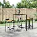 Gartenbar Set Bartisch Barhocker 11-tlg. Grau Poly Rattan Massivholz vidaXL