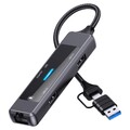 2X(5-IN-1-USB-C-Hub-Splitter USB-C auf RJ45 Lan Ethernet USB 2.0/3.0-Adapte9381
