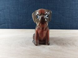 Spardose Hund Mops Keramik/Porzellan Glasiert mit einem Gummipropfen.