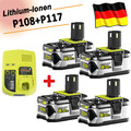 4pack 5.0Ah 18V  Lithium Akku für RYOBI One Plus RB18L50 P108 P107 P104/Ladeg DE