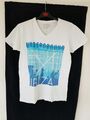 kurzarm Herren T-Shirt Größe S Weiß Blau Ibiza Underground House Collection
