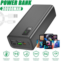 30000mAh Power Bank Tragbar Schnellladegerät Externer Batterie Ladegerät Handy