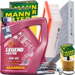 MANN FILTERSET+KERZEN+1x4L MANNOL 0W40 MOTORÖL passend für SMART FORTWO FORFOUR