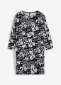 Shirtkleid mit Print Gr. 32/34 Schwarz Weiß Bedruckt Damen Mini Jersey-Kleid Neu