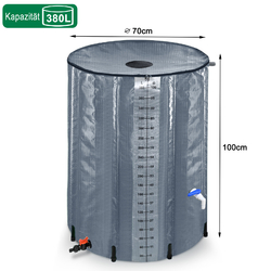 Faltbar Regenwassertank Regenwassertonne Wassertank mit Skala & Ablasshahn Grau