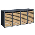 Mülltonnenbox Müllbox Mülltonnenverkleidung 4 Türen Box Anthrazit mit Holzdekor