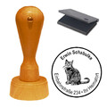 Rundstempel Stempel Katze Hauskatze Kater Adressenstempel Holzstempel Siegel 3 ✔