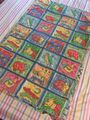 Vintage 80er Jahre Tiere Baby Haustier Patchwork Kinderbett Decke Decke Bezug Matte Multi Col