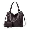 Damen Leder Handtasche Shopper Schultertasche mit Brieftasche Umhängetasche