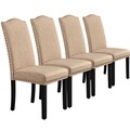 4er Set Küchenstuhl Esszimmerstühle mit Hoher Rückenlehne Moderne Stühle Khaki