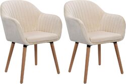 2x Esszimmerstühle Küchenstuhl Polsterstuhl Design Stuhl Samt Cremeweiß hb95cm-2