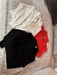 3 kurze Damen Pullover Langarm Gr. XL, H&M, rot, weiß u. schwarz