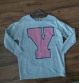 H&M Damen Teen Longpulli Sweatshirt L 40 42 Grau Rosa Sport Freizeit Strick