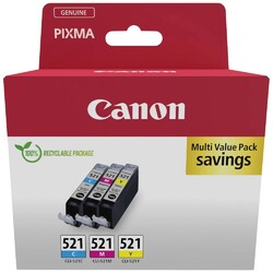 Canon Druckerpatrone CLI-521 C/M/Y Multipack Original Kombi-Pack Cyan, Magenta,