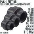 PVC-U PVC Klebe Fittings Verschraubung Innengewinde IG Muffe PN 10 Bar