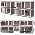 XXL Doppel Hasenstall Kaninchenstall Kleintierstall Balu taupe weiss 280x50x104