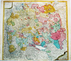 Freiburg Kempten Bodensee Tübingen Stuttgart  Kupferstich  Landkarte 1743
