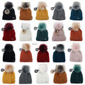 WINTER BOMMEL STRICK MÜTZE BEANIE MÜTZE KOPFBEDECKUNG MIT FLEECE WARM GEFÜTTERT