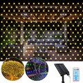LED Lichternetz Solar Lichterkette Lichtervorhang Außen Netz Lichter Weihnachten