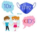 10x Stück - FFP2 Atemschutz Kindermasken Blau Fischform 4D KIDS