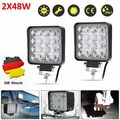 2x 48W LED Arbeitsscheinwerfer Offroad Scheinwerfer 12V 24V für Jeep SUV Bagger
