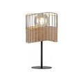 Tischleuchte Metall schwarz Holzgeflecht Rattan rustikal Vintage Boho Wohnzimmer