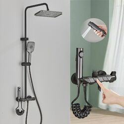Grau Duscharmatur Regendusche Duschsystem Duschset mit Handbrauset Mischbatterie