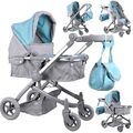 Puppenwagen Kinderwagen Kinderplay Babypuppenwagen Kinderwagen Grau/Blau 2in1 JO