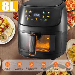 8 L Heißluftfritteuse Fritteuse Heißluft Digitale Edelstahl Air Fryer 1800Watt