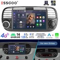 7" 6+128G 8Core Carplay Autoradio Android 14 Für Fiat 500 2007-2015 GPS Navi KAM