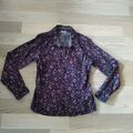Damen Bluse Blümchen-Bluse Gr. 38 Multiblu dunkelblau mit rosa Blumen TOPP!!!