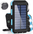 Solar Powerbank 10000mAh Externer Batterie Ladegerät Outdoor Camping 2-USB