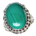 ECHTER NATUR ! Malachit  925 Sterling Silber **22x17mm* RING Gr18,5
