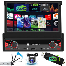 4+64G 7" 1DIN Android 13 Autoradio Carplay Stereo Automatic Flip Screen GPS+DAB 