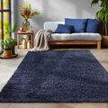 Hochflor Teppich Shaggy Langflor Uni Einfarbig Wohnzimmer Marineblau Oeko Tex