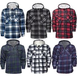 HERREN KAPUZEN FLEECE HOLZ JACK SHIRT PELZ GEFÜTTERT GEPOLSTERT SHERPA JACKE ARBEITER WARM