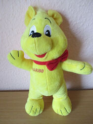HARIBO GOLDBÄR Plüschbär gelb mit roter Schleife Teddy Plüschtier ca. 34 cm 