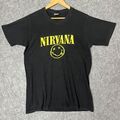 Nirvana T-Shirt Vintage bestickt schwarz gelb Logo Band Top kurzarm