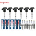 6x KAMOKA Zündspule +6x BOSCH Zündkerze Doppelplatin passend für Audi TT 8N3
