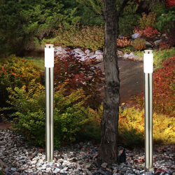 2er Set LED Edelstahl Stand Lampen Garten Weg Beleuchtungen Außen Steh Leuchten