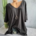 Sheego T-Shirt Tunika Bluse kurzarm schwarz Gr. 40 bis 54 Damen (9 133)