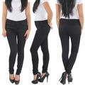 Damen Skinny Röhre Röhrenjeans Hüftjeans Hüfthose Slim Fit Jeans Hose Schwarz 