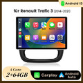 Carplay Android 13 Autoradio Für Renault Trafic Nissan GPS Nav BT SWC DAB+ 2+64G