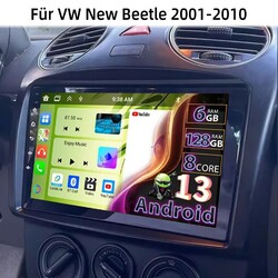 8-Core Carplay 6+128G Android 13 Autoradio GPS Navi für VW NEW Beetle 2001-2010