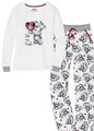 Damen Pyjama Teddy Motiv mit Herz in woll weiß 100% Baumwolle Gr 36 - 54 neu 737