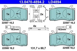 ATE 13.0470-4894.2 Bremsbelagsatz, Scheibenbremse für ALFA ROMEO
