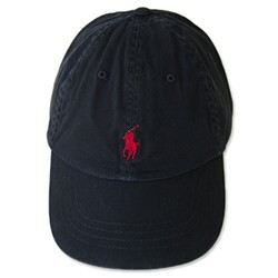 POLO Ralph Lauren Cap CAP Mütze Herren Damen PONY Pony One Point Schwarz x Rot -