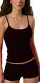 Damen Hemdchen Set Panty Tank Top Shirt Spagettiträger Microfaser schwarz